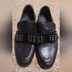 L'idea by Lori Vero Cuoio velvet studded bow loafers